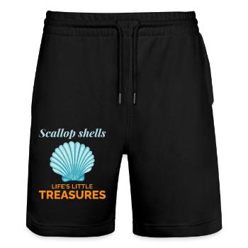 Scallop Seashells Collector Beachcomber Shellfish - Stanley/Stella Trainer Unisex Organic Jogging Shorts - black - Front - Nik (191cm) & Marisol (170cm)