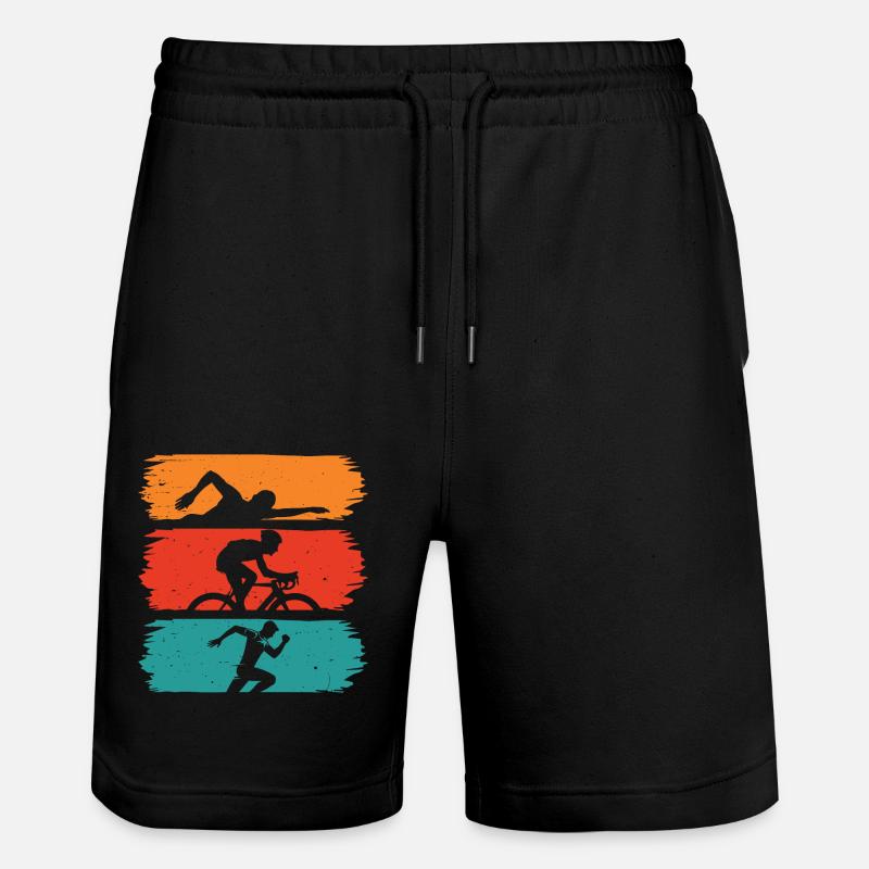 Retro Triathlon - Stanley/Stella Trainer Unisex Organic Jogging Shorts - black