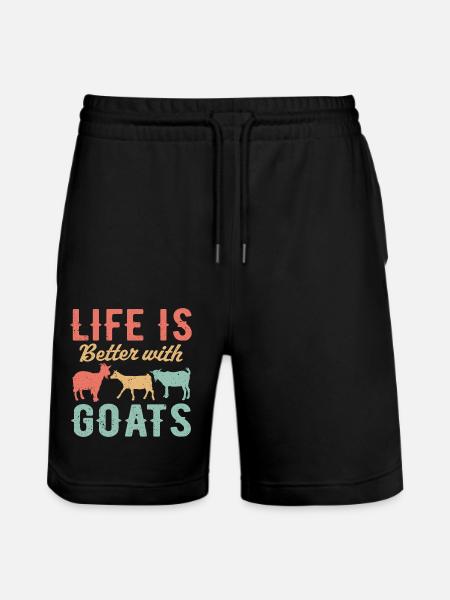 Life is better with goats - Stanley/Stella Trainer Unisex Organic Jogging Shorts - black