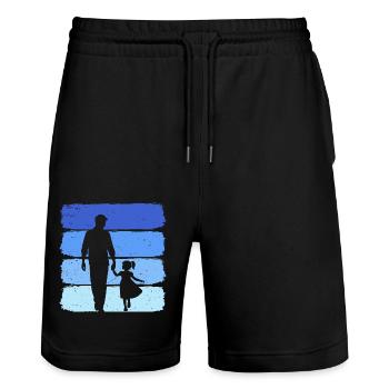 Vater und tochter vintage Opa und Enkelin Schürze - Stanley/Stella Unisex Bio Joggingshorts Trainer  - Schwarz - Vorne - Nik (191cm) & Marisol (170cm)
