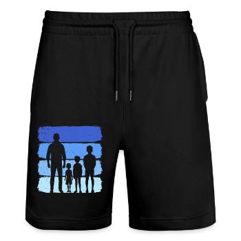 Dad and Three Kids T-Shirt Dad and 3 Sons - Stanley/Stella Trainer Unisex Organic Jogging Shorts - black - Front - Nik (191cm) & Marisol (170cm)