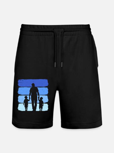 Far og to sønner T-shirt Far og 2 børn - Stanley/Stella Trainer økologiske unisex joggingshorts - sort