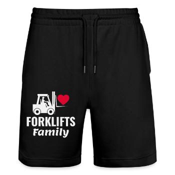 Forklift Operator Heavy Equipment Driver Family - Stanley/Stella Trainer Unisex Organic Jogging Shorts - black - Front - Nik (191cm) & Marisol (170cm)
