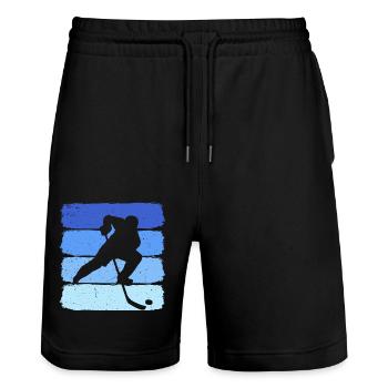 hockey retro hockey hockey player - Stanley/Stella Trainer Unisex Organic Jogging Shorts - black - Front - Nik (191cm) & Marisol (170cm)