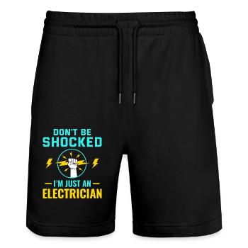 Elektriker Humor Elektrotechniker Ingenieur - Stanley/Stella Unisex Bio Joggingshorts Trainer  - Schwarz - Vorne - Nik (191cm) & Marisol (170cm)
