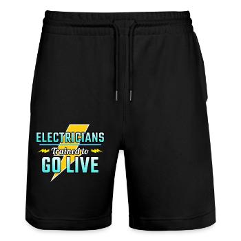 Electrician Humor Electrical Technician Engineer - Stanley/Stella Trainer Unisex Organic Jogging Shorts - black - Front - Nik (191cm) & Marisol (170cm)
