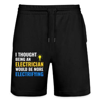 Electrician Humor Electrical Technician Engineer - Stanley/Stella Trainer Unisex Organic Jogging Shorts - black - Front - Nik (191cm) & Marisol (170cm)