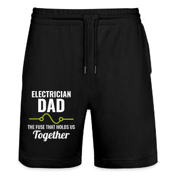 Elektriker Vater Elektrotechniker Ingenieur - Stanley/Stella Unisex Bio Joggingshorts Trainer  - Schwarz - Vorne - Nik (191cm) & Marisol (170cm)