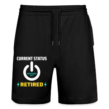 Elektriker im Ruhestand: Aktueller Status Stolz - Stanley/Stella Unisex Bio Joggingshorts Trainer  - Schwarz - Vorne - Nik (191cm) & Marisol (170cm)