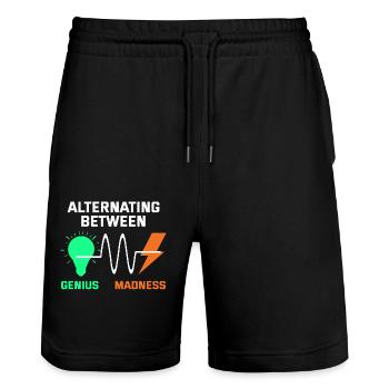 Electrician: Alternating Genius and Madness - Stanley/Stella Trainer Unisex Organic Jogging Shorts - black - Front - Nik (191cm) & Marisol (170cm)