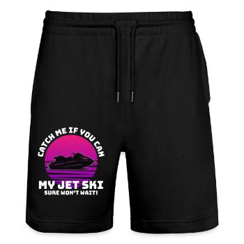 Jet Ski Adventure Retro Sunset Watersports Speed - Stanley/Stella Trainer Unisex Organic Jogging Shorts - black - Front - Nik (191cm) & Marisol (170cm)