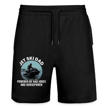 Jetski Dad – Angetrieben von schlechten Witzen und Pferdestärken - Stanley/Stella Unisex Bio Joggingshorts Trainer  - Schwarz - Vorne - Nik (191cm) & Marisol (170cm)