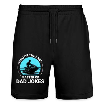 König des Sees, Meister des Papa-Witzes Jetski fahren - Stanley/Stella Unisex Bio Joggingshorts Trainer  - Schwarz - Vorne - Nik (191cm) & Marisol (170cm)