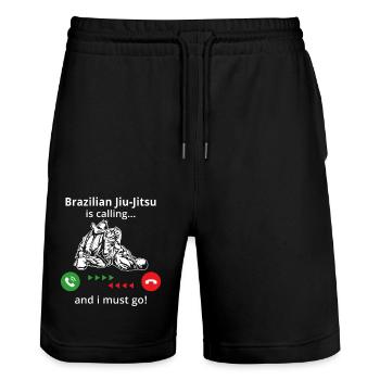 Brazilian jiu jitsu is calling and i must go - Short de jogging bio TRAINER Stanley/Stella unisexe - noir - Devant - Nik (191cm) & Marisol (170cm)