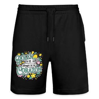 Pollen in der Luft - Stanley/Stella Unisex Bio Joggingshorts Trainer  - Schwarz - Vorne - Nik (191cm) & Marisol (170cm)