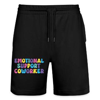 emotional support coworker - Stanley/Stella Trainer Unisex Organic Jogging Shorts - black - Front - Nik (191cm) & Marisol (170cm)