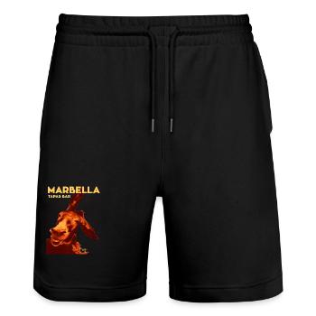 DONKEY SOSO MARBELLA-TAPA-BAR - Stanley/Stella Unisex Bio Joggingshorts Trainer  - Schwarz - Vorne - Nik (191cm) & Marisol (170cm)