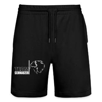 TEAM Schnauzer Hunde Hund Wilsigns - Stanley/Stella Unisex Bio Joggingshorts Trainer  - Schwarz - Vorne - Nik (191cm) & Marisol (170cm)