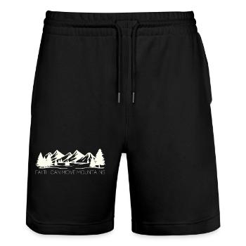 Faith can move Mountains - Christliches Geschenk - Stanley/Stella Unisex Bio Joggingshorts Trainer  - Schwarz - Vorne - Nik (191cm) & Marisol (170cm)