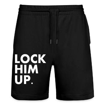 Lock him up - Short de jogging bio TRAINER Stanley/Stella unisexe - noir - Devant - Nik (191cm) & Marisol (170cm)