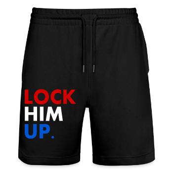 Lock him up - Short de jogging bio TRAINER Stanley/Stella unisexe - noir - Devant - Nik (191cm) & Marisol (170cm)