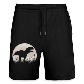 Dinosaure Sunset Vintage Rex - Short de jogging bio TRAINER Stanley/Stella unisexe - noir - Devant - Nik (191cm) & Marisol (170cm)