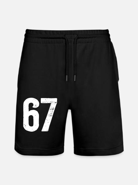 67 Numbers White - Stanley/Stella Trainer Unisex Organic Jogging Shorts - black