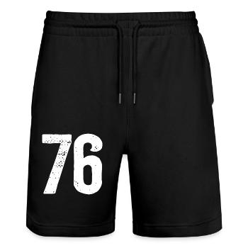 76 Numéros Blanc - Short de jogging bio TRAINER Stanley/Stella unisexe - noir - Devant - Nik (191cm) & Marisol (170cm)