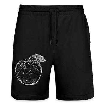 Pomme fruit dessiné à la main - Short de jogging bio TRAINER Stanley/Stella unisexe - noir - Devant - Nik (191cm) & Marisol (170cm)