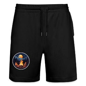 Camping - Stanley/Stella Trainer Unisex Organic Jogging Shorts - black - Front - Nik (191cm) & Marisol (170cm)