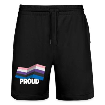 PROUD 2025 Genderfluid - Stanley/Stella Unisex Bio Joggingshorts Trainer  - Schwarz - Vorne - Nik (191cm) & Marisol (170cm)