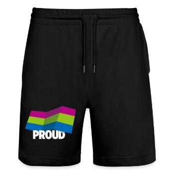 PROUD 2025 Polysexuell - Stanley/Stella Unisex Bio Joggingshorts Trainer  - Schwarz - Vorne - Nik (191cm) & Marisol (170cm)