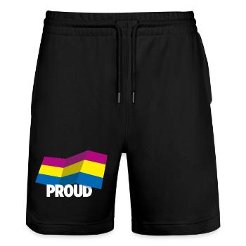 PROUD 2025 Pan - Stanley/Stella Unisex Bio Joggingshorts Trainer  - Schwarz - Vorne - Nik (191cm) & Marisol (170cm)
