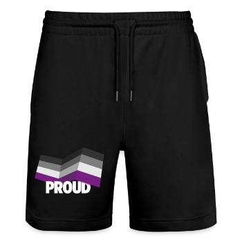 PROUD 2025 Asexuell - Stanley/Stella Unisex Bio Joggingshorts Trainer  - Schwarz - Vorne - Nik (191cm) & Marisol (170cm)