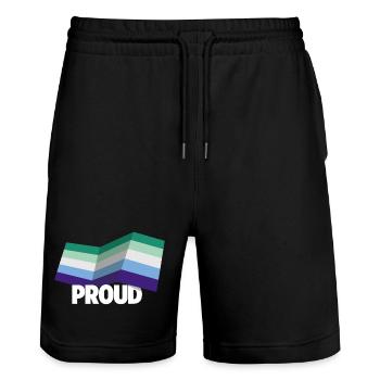 PROUD 2025 Schwul - Stanley/Stella Unisex Bio Joggingshorts Trainer  - Schwarz - Vorne - Nik (191cm) & Marisol (170cm)