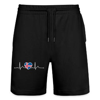 Islande Heartline Heartbeat Scandinavie Vacances - Short de jogging bio TRAINER Stanley/Stella unisexe - noir - Devant - Nik (191cm) & Marisol (170cm)