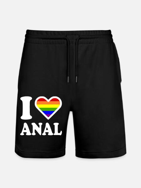 I love anal - Stanley/Stella Trainer Unisex Organic Jogging Shorts - black
