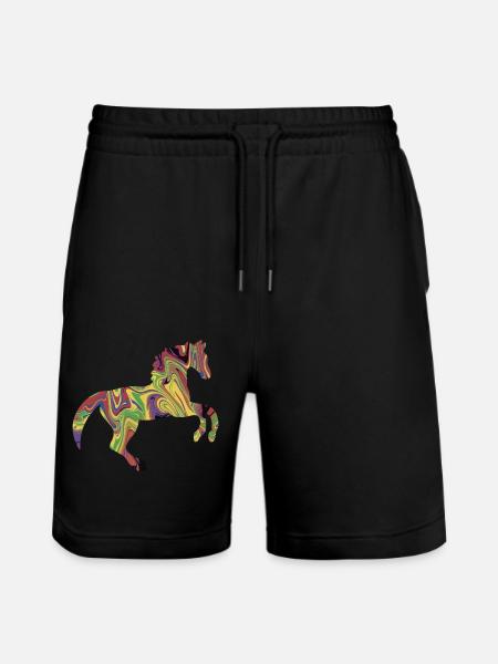 Buntes Pferd - Stanley/Stella Unisex Bio Joggingshorts Trainer - Schwarz