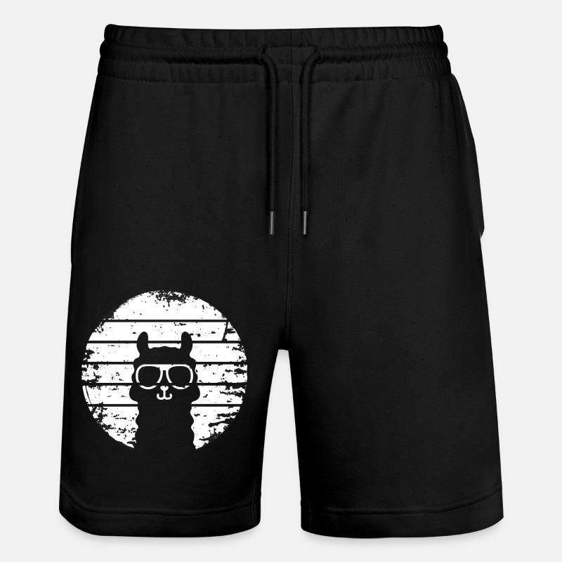 Retro Sunset Lama - Stanley/Stella Trainer Unisex Organic Jogging Shorts - black
