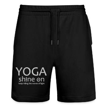 Yoga Shirt Shine On Silver, Spirituelle Weisheit - Stanley/Stella Unisex Bio Joggingshorts Trainer  - Schwarz - Vorne - Nik (191cm) & Marisol (170cm)