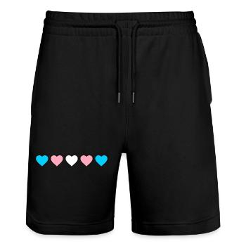 Transgender Herzen transsexuell trans* Herz trans - Stanley/Stella Unisex Bio Joggingshorts Trainer  - Schwarz - Vorne - Nik (191cm) & Marisol (170cm)