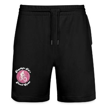 Tempelhofer Feld Radfahrer Byclist Radler - Stanley/Stella Unisex Bio Joggingshorts Trainer  - Schwarz - Vorne - Nik (191cm) & Marisol (170cm)