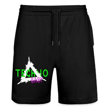 Techno bébé 3 - Short de jogging bio TRAINER Stanley/Stella unisexe - noir - Devant - Nik (191cm) & Marisol (170cm)