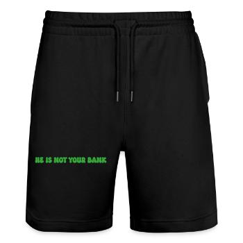 He is not your bank - Stanley/Stella Trainer Unisex Organic Jogging Shorts - black - Front - Nik (191cm) & Marisol (170cm)