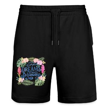 Glaub an deine Träume - Stanley/Stella Unisex Bio Joggingshorts Trainer  - Schwarz - Vorne - Nik (191cm) & Marisol (170cm)