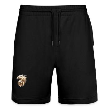 L’aigle royal - Short de jogging bio TRAINER Stanley/Stella unisexe - noir - Devant - Nik (191cm) & Marisol (170cm)