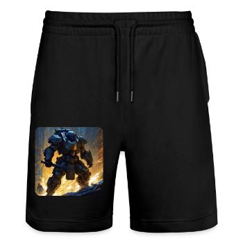 Dark Cyborg Android Warrior - Stanley/Stella Trainer Unisex Organic Jogging Shorts - black - Front - Nik (191cm) & Marisol (170cm)