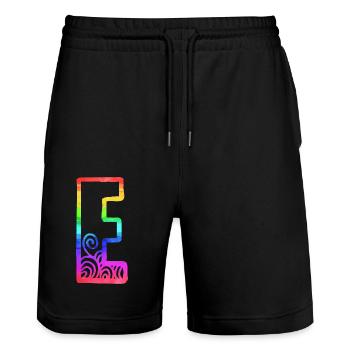 rainbow e - Stanley/Stella Trainer Unisex Organic Jogging Shorts - black - Front - Nik (191cm) & Marisol (170cm)