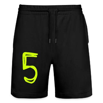 5 YEARS. 5TH ANNIVERSARY. BIRTHDAY 5 YEARS. FIVE - Stanley/Stella Trainer Unisex Organic Jogging Shorts - black - Front - Nik (191cm) & Marisol (170cm)