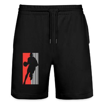 Basketball Basketball Player - Stanley/Stella Trainer Unisex Organic Jogging Shorts - black - Front - Nik (191cm) & Marisol (170cm)